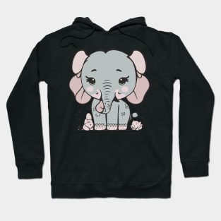 Kawaii Elephant Delight - Embrace the Adorable Charm Hoodie